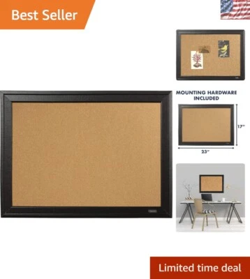 Lightweight 17" x 23" Cork Bulletin Board with Durable Frame & Mounting Hardware - Image 1 of 4
