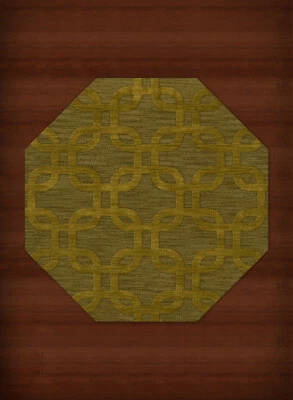 Green Rectangles Loops Rounded Squares Transitional Area Rug Geometric DV7 - Image 1 of 2