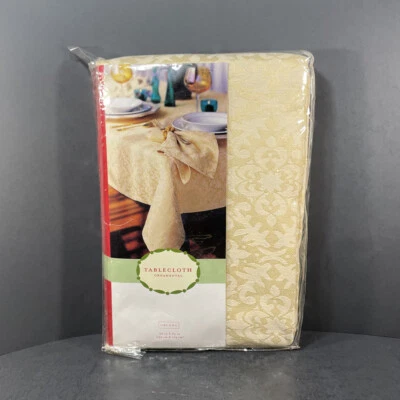 Oblong Ornamental Tablecloth 60 x 84 Cream Gold Target Holiday 2002 Vintage NEW - Image 1 of 4