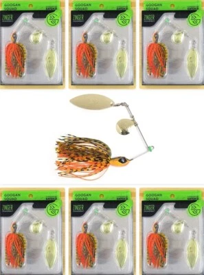 (6) Googan Squad 3/8 Oz. Zinger Spinnerbaits Sunrise Craw Brand New In Pack