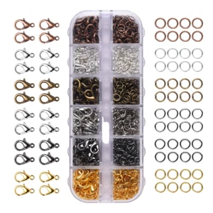 ❤ 972 pcs Lobster Clasps/Jump Rings Jewellery Making Kit Gift Storage Box ❤ - Picture 1 of 6