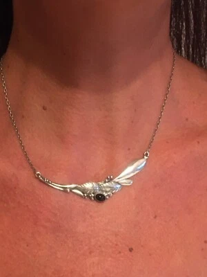 Collana Vintage Anni ‘50 Argento 925 Onice Girocollo Design Preziosi - Immagine 1 di 4