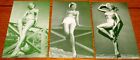 Lot de cartes teintes vertes vintage Penny Arcade exposition beautés de bain (3 Dif) #3