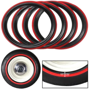 OMEGA Portawalls Black Red Wall Tire Insert 13" Rims Sidewall Set 4x - Picture 1 of 7