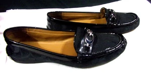 Coach Fortunata Signature Black Patent Leather Canvas Loafer A0008 Size 8.5B - Picture 1 of 13