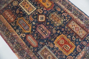 5x7 Navy Blue Afghan Hand Knotted Veg dyes Wool Tribal Area Rug - Picture 1 of 15