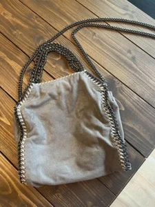 Stella McCartney Falabella Mini Tote 2WAY Shoulder Gray Faux Suede Bag Silver - Picture 1 of 15