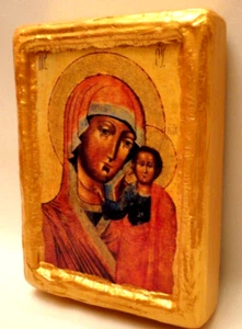 Vergine Maria Gesù Rara Cristianesimo Ortodosso Russo Orientale Icona Legno Arte - Foto 1 di 7