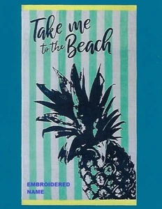 40" x 72" Oversized Name Embroidered Beach / Pool Towel With Take Me To Beach - Picture 1 of 4