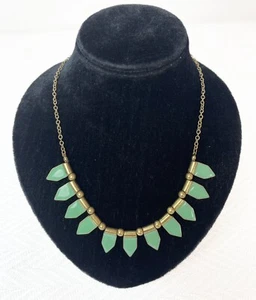 Vintage Mint Green Necklace Enamel & Brass Statement Adjustable 18" to 22" - Picture 1 of 6