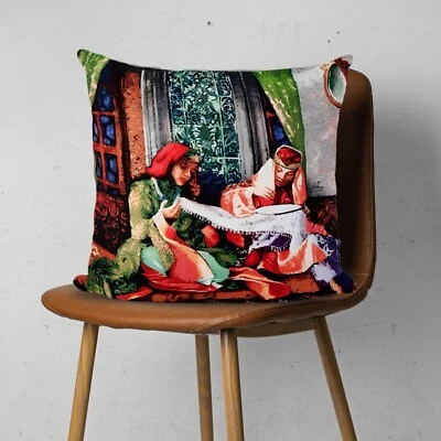 Ottoman Women Gobelin Tapestry Pillow Case, Cushion Cover 17''x17'' - Image 1 of 4
