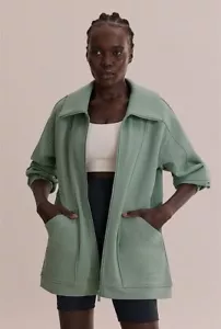 Country Road Towards Circularity Zip Jacket Cotton Sage Green Sz S Yoga RRP $159 - Picture 1 of 20