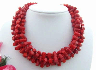 S041410 5 Strands Red Coral Torsade Necklace - Image 1 of 3