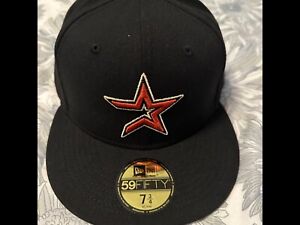 Houston Astros New Era Baseball Cap 7 3/4 Star Logo Black Fitted