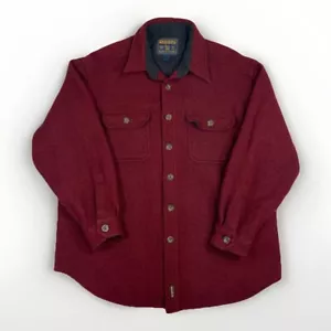 Vintage Woolrich John Rich And Bros Men's Wool Tweed Heavy Shirt Jacket Red L - Picture 1 of 10