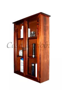 Massivholz Hängevitrine pappel massiv kirschbaumfarben Bad Hänge-schrank Glastür - Bild 1 von 7