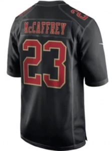 SAN FRANCISCO 49ERS CHRISTIAN MCCAFFREY NIKE RARE BLACK CARBON GAME JERSEY NEW - Picture 1 of 3