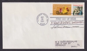 Naiad Einsel ()1927-2016) Designer of Felt Bear on Sleigh XMAS stamp, signed FDC - Picture 1 of 1