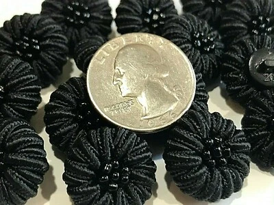  New Black Fabric Flower Cloth Covered Buttons hand made size 13/16 inch  EF88 - Image 1 of 4