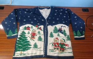 Cárdigan Cascanueces Vintage Navidad Oso Vacaciones Esquí Nieve Festivo Diversión - Imagen 1 de 9