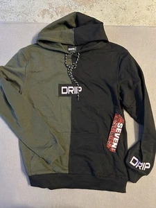 Seven Souls DRIP Hoodie Herren L schwarz grün zweifarbig Streetwear Pullover - Bild 1 von 10