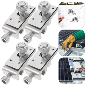 4 Pcs Solar Panel Grounding Clip Wire Clips Cable Clamps Photovoltaic Lug - Picture 1 of 12