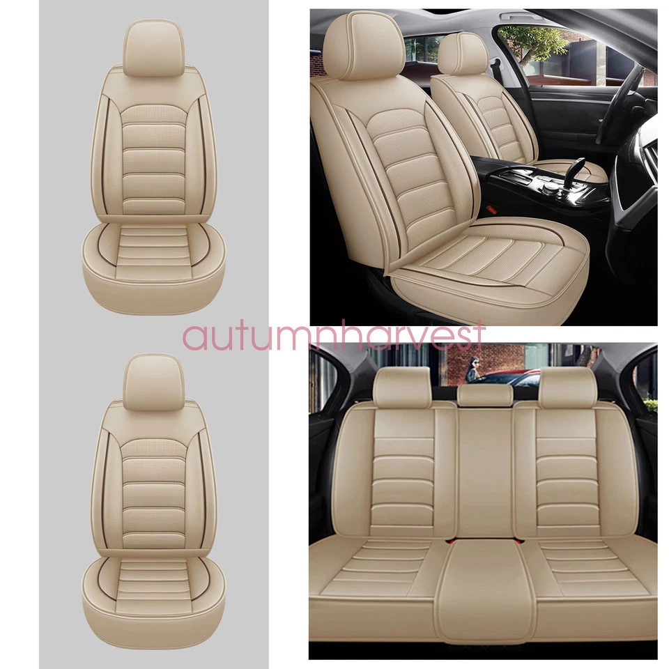 Luxury Leather Car Seat Covers 5 Seats Front Rear Full Set Pad Mat Fits Lincoln Foto 1 de 4
