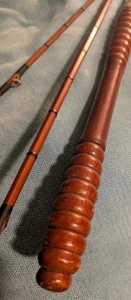 Vintage Bamboo Fishing Rod Wood Handle 3-Pc 114"L Total **Plz Read Details - Picture 1 of 19