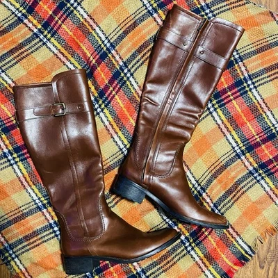 Botas de montar de cuero Cole Haan suelas Vibram talla 8B marrón Italia ecuestre occidental Foto 1 de 4