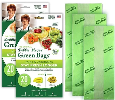 , Paquete de 40 GreenBags (16M, 16L, 8XL) | Bolsas de almacenamiento reutilizables para mantener frutas, verduras... Foto 1 de 4