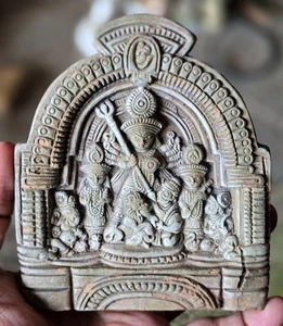 Antique Tarracotta Goddess Maa Durga Idol Rare Wall Hanging Hand Crafted Statue - Picture 1 of 5