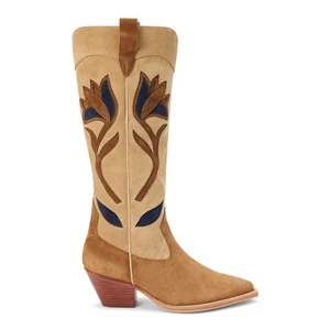 Matisse Cool Hand Floral Inlay Pointed Toe Cowboy Womens Brown Casual Boots COO - Picture 1 of 5