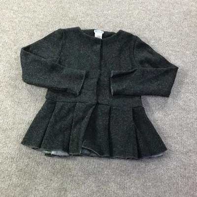 Jacadi Paris Jacket Girls 10A 140cm Gray Wool Blend Pleated Peplum Dressy Coat - Image 1 of 4