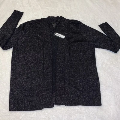 Cárdigan Worthington Mujer Talla PXL Frente Abierto Tejido Negro Brillante Suéter Foto 1 de 4