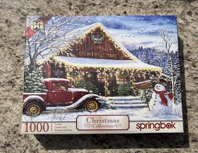 SPRINGBOK LAZY COUNTRY CHRISTMAS RED PICK UP TRUCK 1000 PIECE JIGSAW PUZZLE NEW - Image 1 of 4