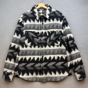 ZARA Jacket Men Large Shirt Aztec Southwestern Teddy Navajo Cowichan Wool Blend - Picture 1 of 11
