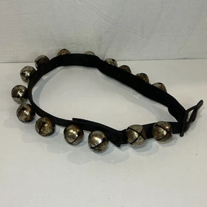Campane slitta argento cavallo vintage cinturino pelle nero 15 campane renna jingle - Foto 1 di 6