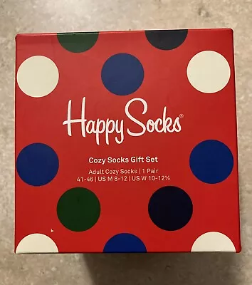 Juego/caja de regalo de vacaciones Happy Socks Borgoña BIG DOT mezcla de lana talla M 8-12 nuevo en caja Foto 1 de 4