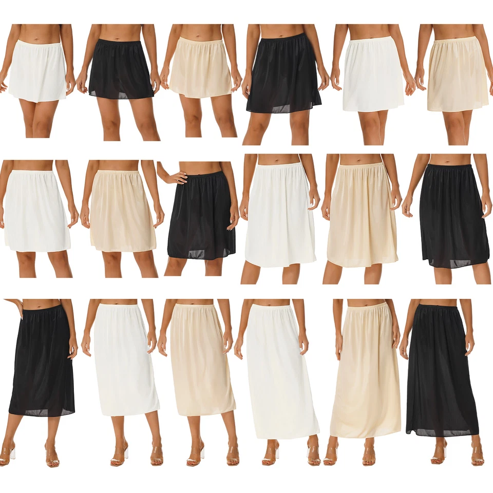Damen Unterrock Glatt Kurz Lang Halbrock Petticoat 35CM 45CM 50CM 60CM 75CM 90CM - Bild 1 von 1