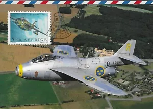 Saab J 29 Barrel Aviation Sweden Airplane Aeroplane Mint Maxi FDC Card 2001 - Picture 1 of 1