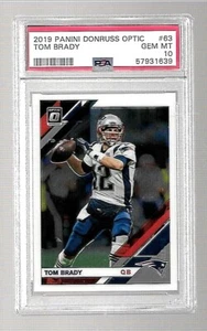 2019 PANINI DONRUSS OPTIC FOOTBALL CARD 63 TOM BRADY PSA 10 NEW ENGLAND PATRIOTS - Picture 1 of 5