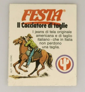 PRL) FESTA  IL CACCIATORE DI TAGLIE JEANS ADESIVO COLLEZIONE STICKER 1970 '70s  - Imagen 1 de 1