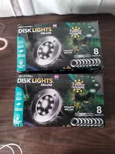 Disk Lights Heavy Duty Outdoor Solar Pathway Lights 16 LED with Stakes 8 Pack X2 - Picture 1 of 5