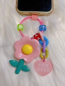 Pink Flower Phone Charm 3D Dangling Plastic Charm Cute Handmade Gift