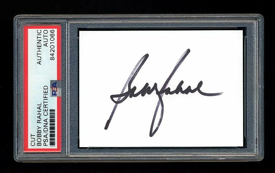 BOBBY RAHAL SIGNED MINT CUT PSA/DNA SLABBED AUTOGRAPHED INDIANAPOLIS 500 CART - Image 1 of 1