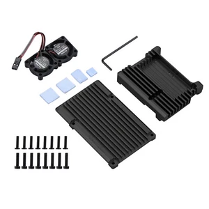 Metal Black Case Shell Box W/ Dual Fan Heatsink For Raspberry Pi 4 Model B 4B aa - Picture 1 of 12