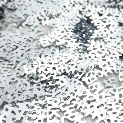 Happy Birthday Confetti for Party Decorations - Silver Table Confetti for Party - Image 1 of 3