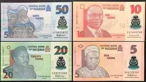 Nuovissime banconote Nigeria 4 pezzi/set 5,10,20,50 in polimero Naira - Foto 1 di 2