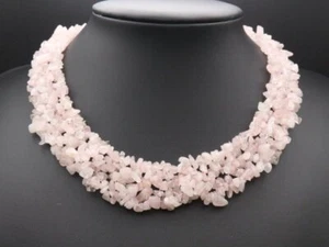 GOLDJUNGE69 GJH * ROSENQUARZ SPLITTER ROSA TOLLE DAMEN HALSKETTE COLLIER MEHRREI - Bild 1 von 4