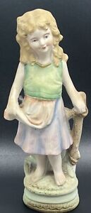 Antique Bisque Ceramic Woman Girl Figurine